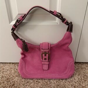 Vintage Coach Hamptons Suede Small Hobo Style 7471 Pink